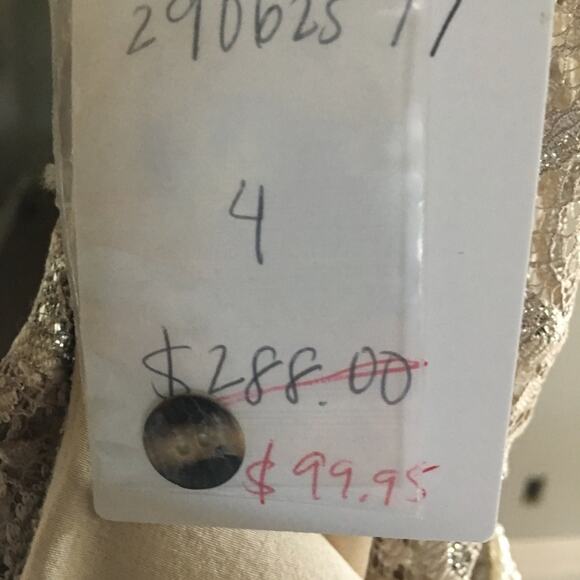 NWT Anthropologie Y2K Party Special Occasion Silver & Gold Lace Dress  Size 4 - Picture 4 of 8